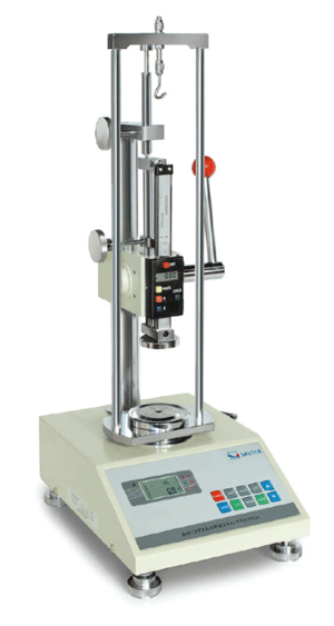 Motorised spring tester, one guide column