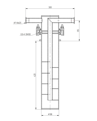 Cold finger stainless steel type ISO-K100, two sections with Dewar vessel DSS D250/451