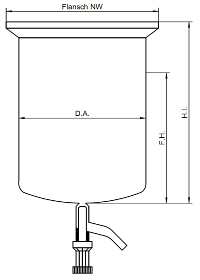 Cylindrical Glass Reaction Vessel