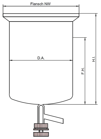 Cylindrical Glass Reaction Vessel