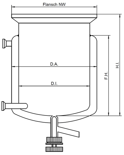 Cylindrical Glass Reaction Vessel