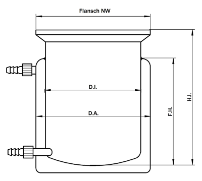 Cylindrical Glass Reaction Vessel