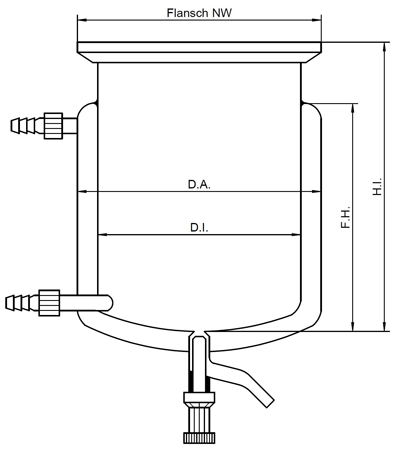 Cylindrical Glass Reaction Vessel