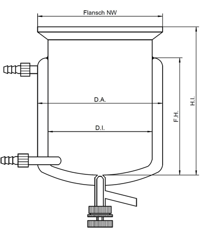 Cylindrical Glass Reaction Vessel