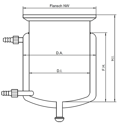 Cylindrical Glass Reaction Vessel