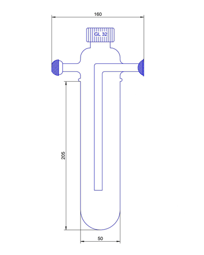 Cold Finger with condensate outlet. Spherical joints