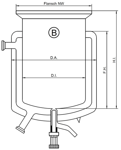 Cylindrical Glass Reaction Vessel