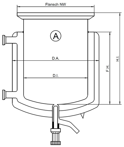 Cylindrical Glass Reaction Vessel